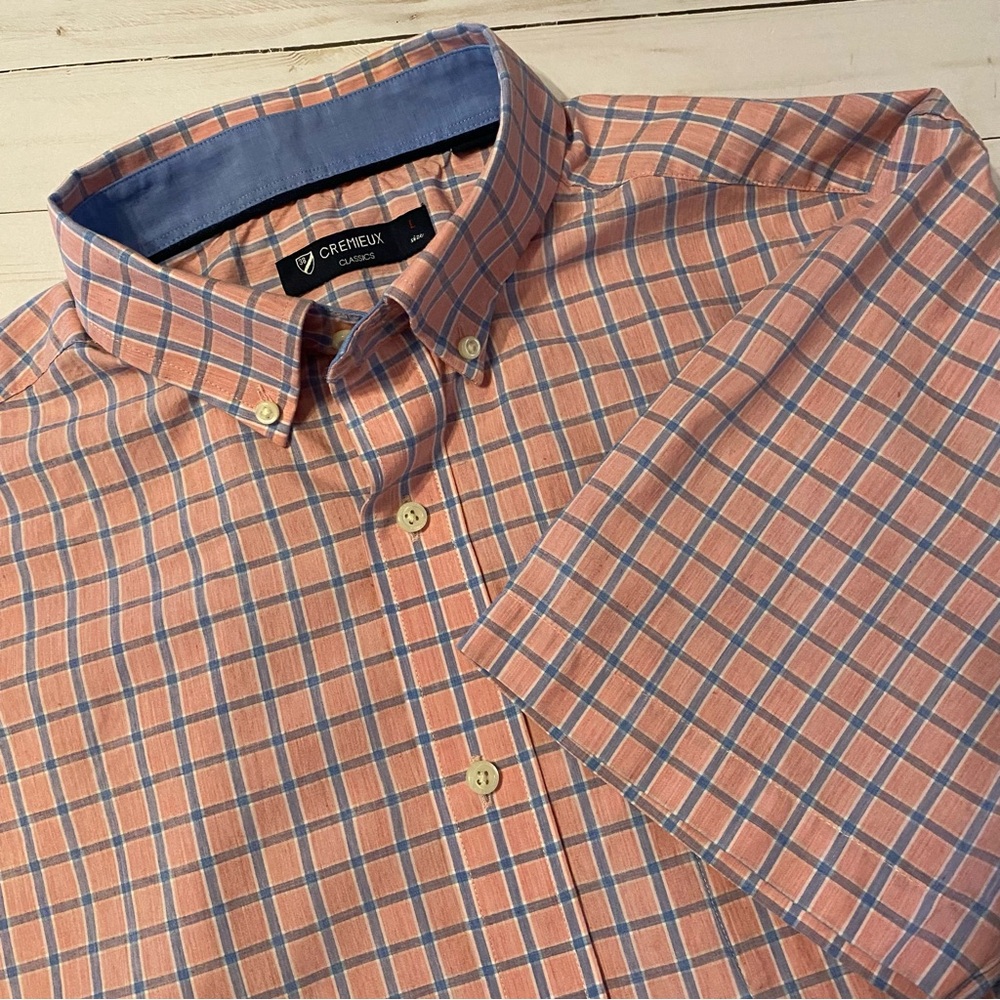 CREMIEUX CLASSICS Men’s Short Sleeve Button Down Collar Shirt Size L